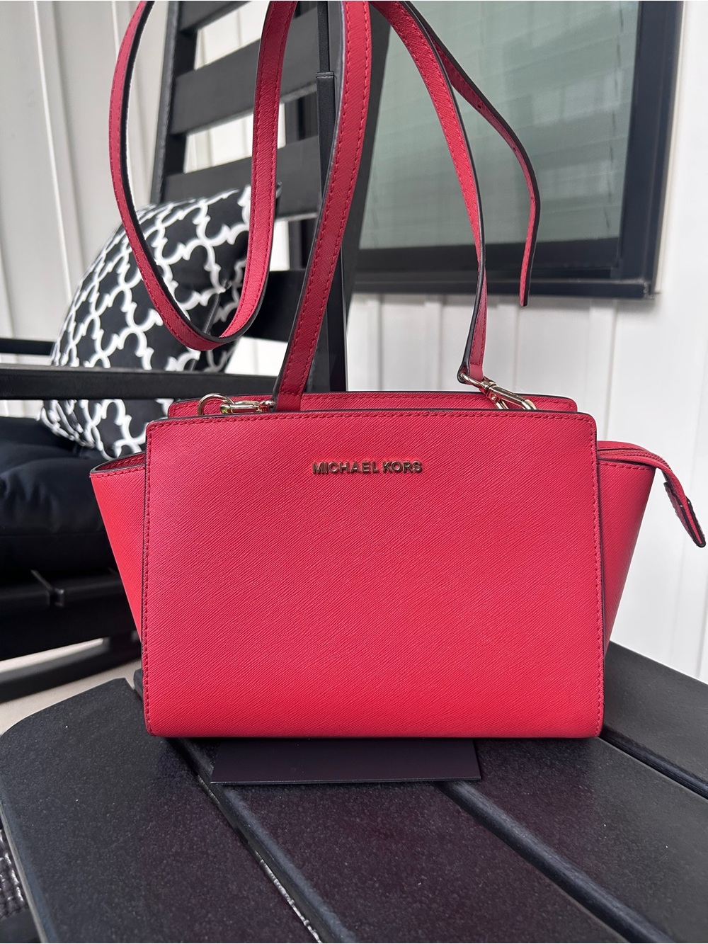 Michael Kors Mini Selma Saffiano Leather Crossbody in Watermelon 🍉
